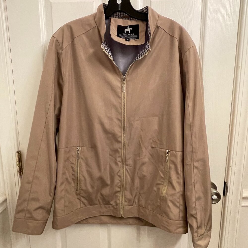 West Louis Beige Classic & Fashion Windbreaker Jacket Men's Size M Full Zip